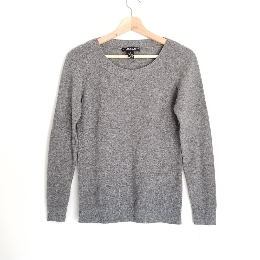 Elena Solano 100% 2-PLY Cashmere Gray Sweater Sm